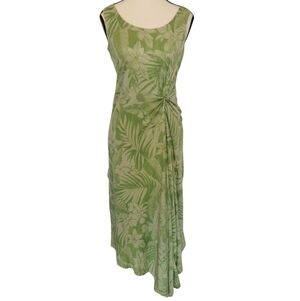 Tommy Bahama Silk w/ Cotton Sleeveless Side Twist Green Midi Dress - Sz S